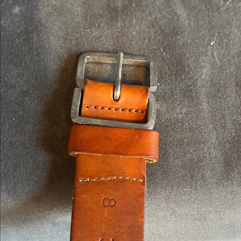 rag & bone Tan Leather Belt with Silver Buckle